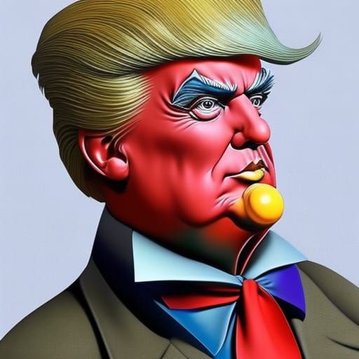 Hyperrealistic Donald Trump Clown Splash Art Portrait