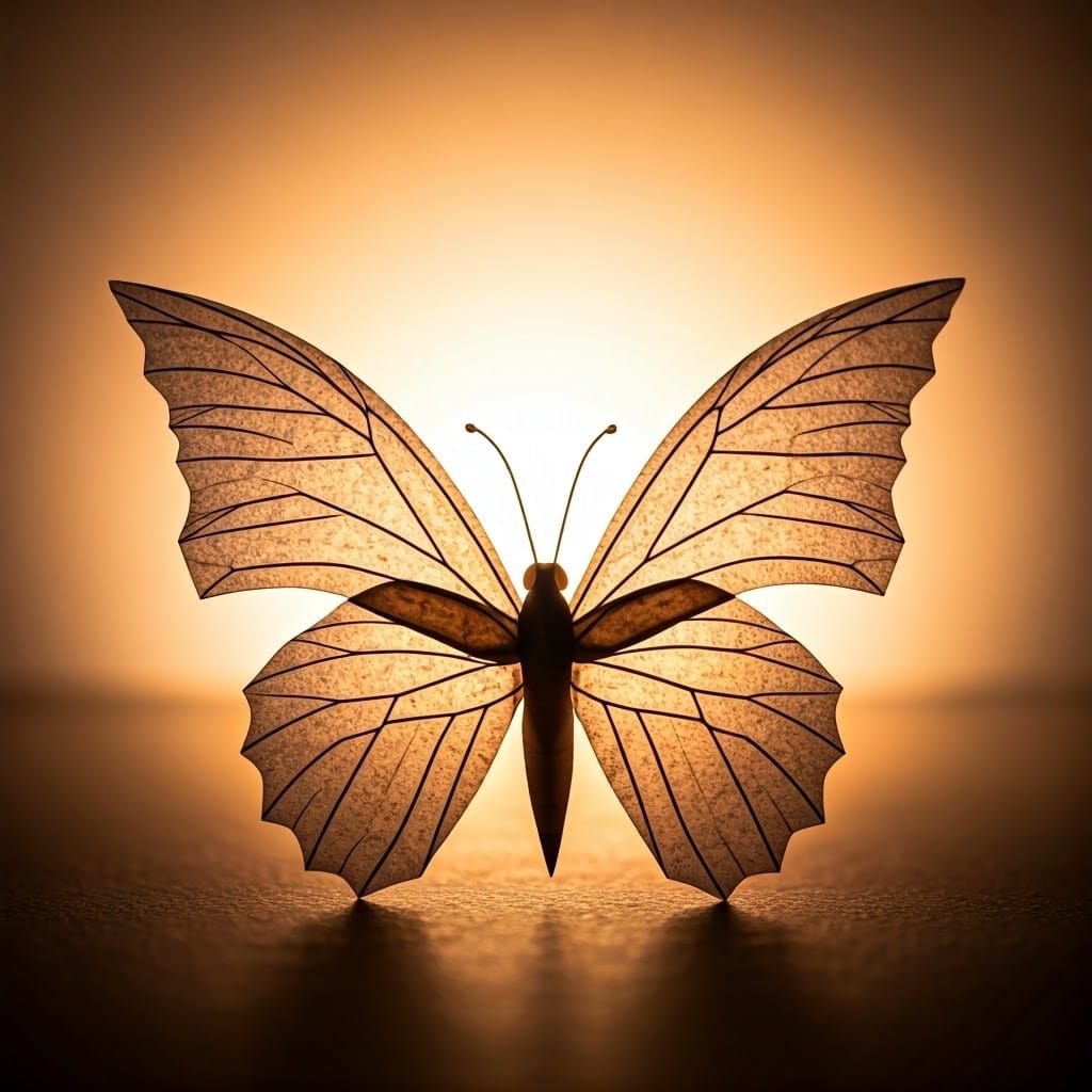 Origami Butterfly with Intricate Paper Folds
