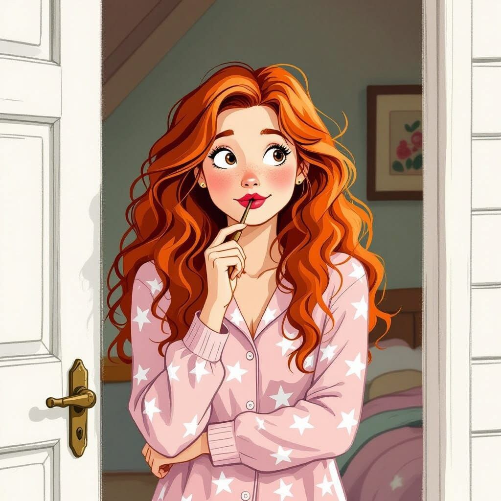 Ginny Weasley in Whimsical Watercolor Style