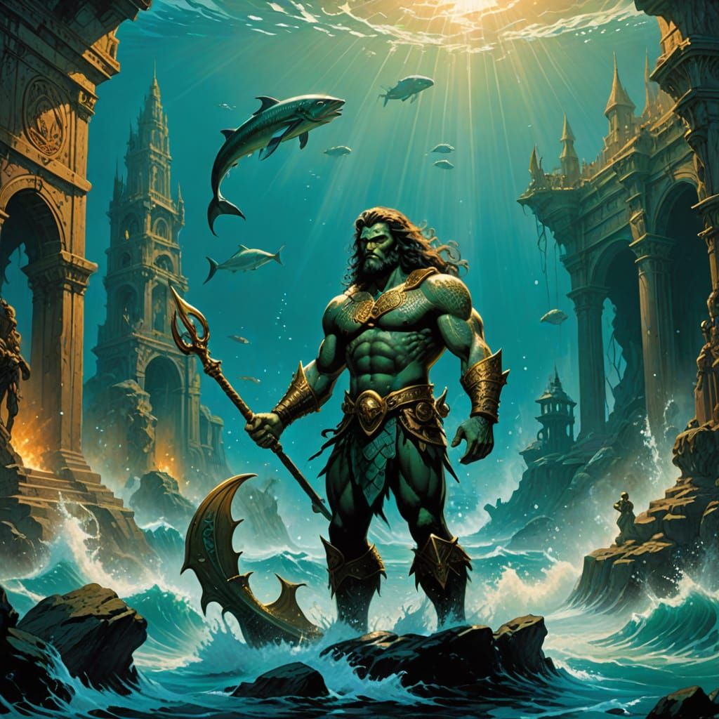 Epic Fantasy Merman Guards Atlantis