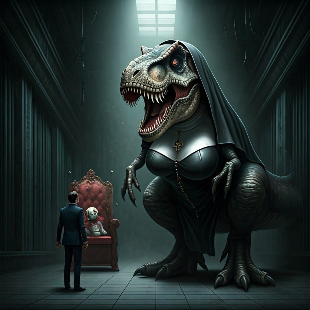 Trapped Human Confronts Giant Voodoo T. Rex in Dark Gothic I...