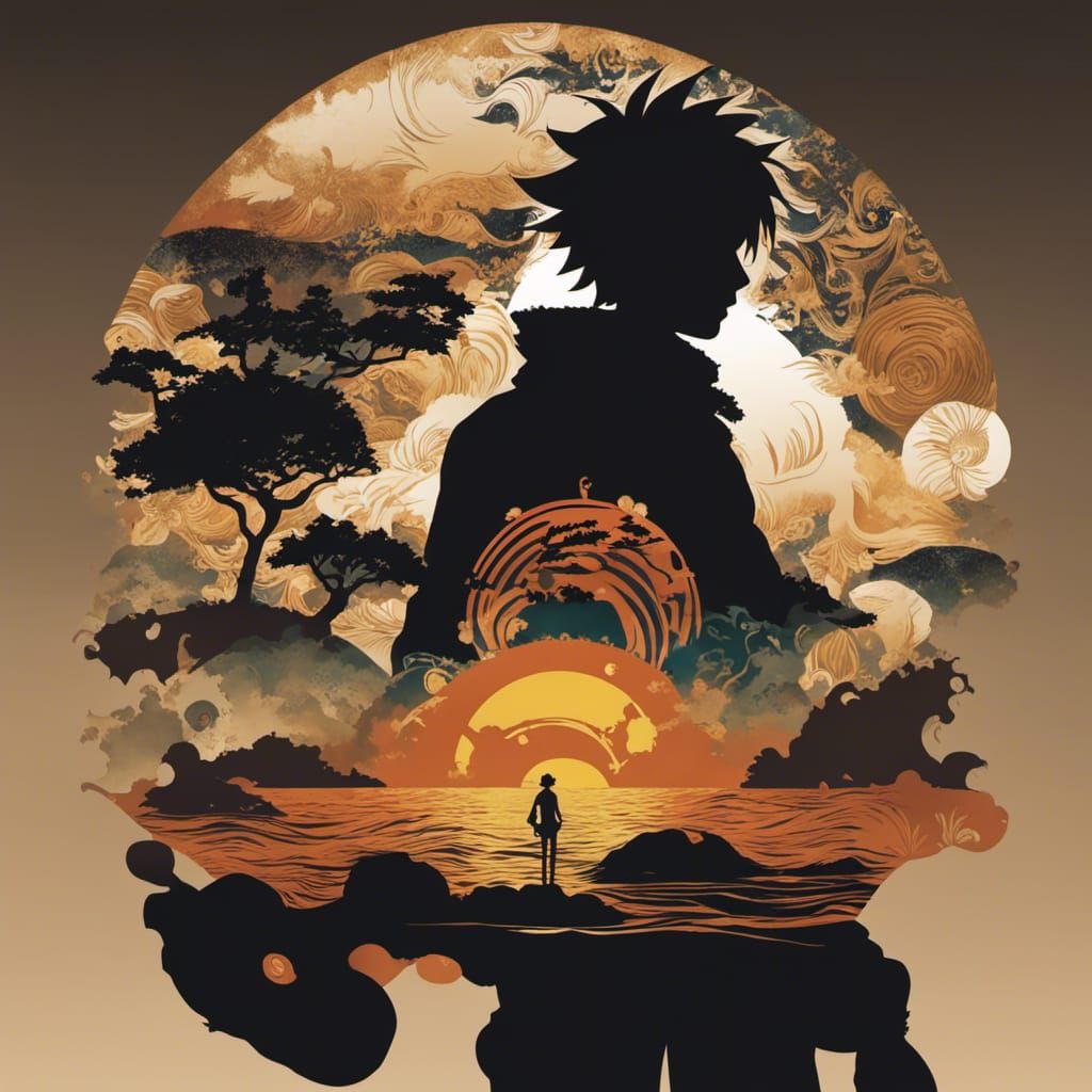 Luffy Double Exposure Stencil with Team