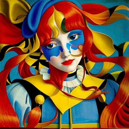 Botticelli-Style Portrait of Pierrot Character