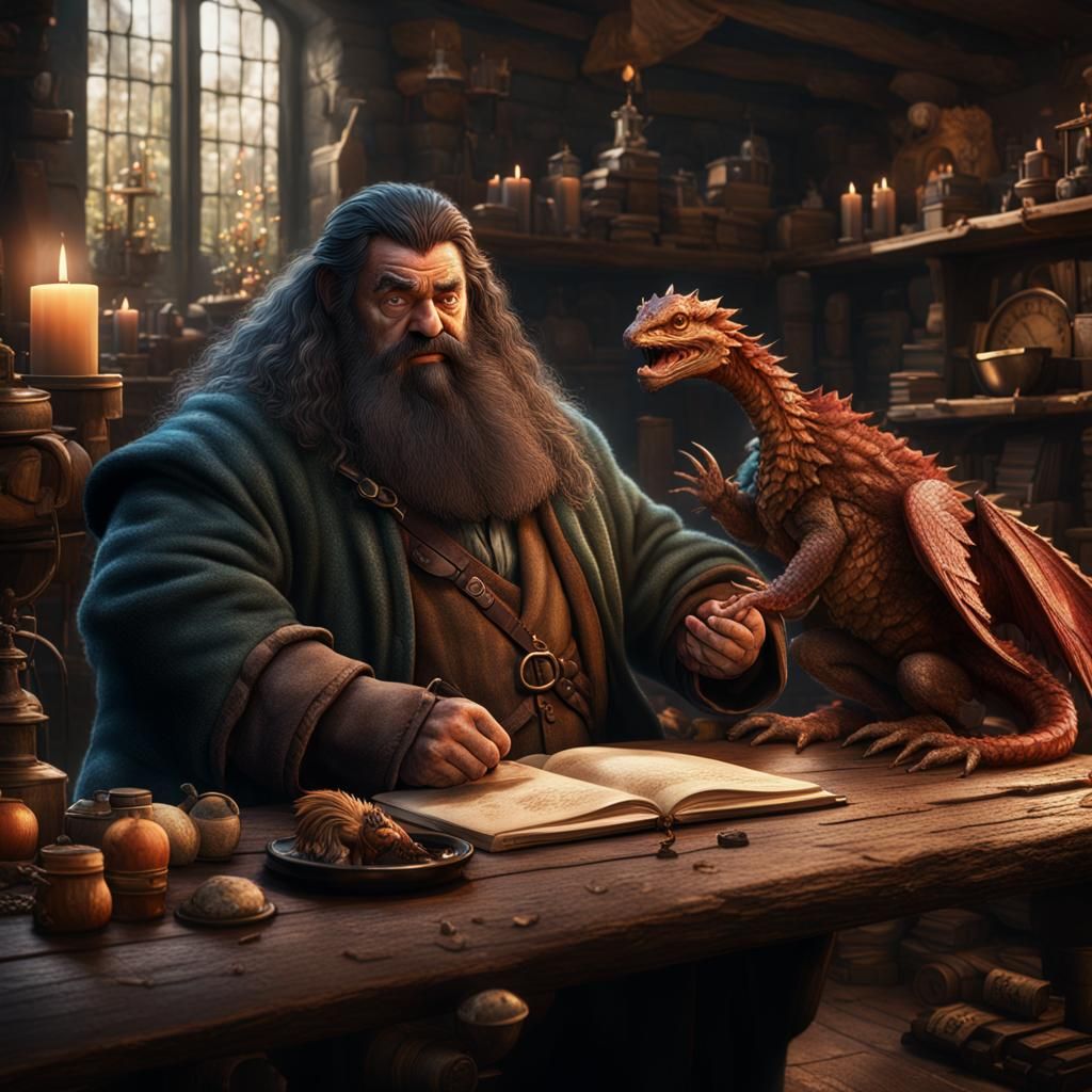 Hagrid and Baby Dragon Matte Painting