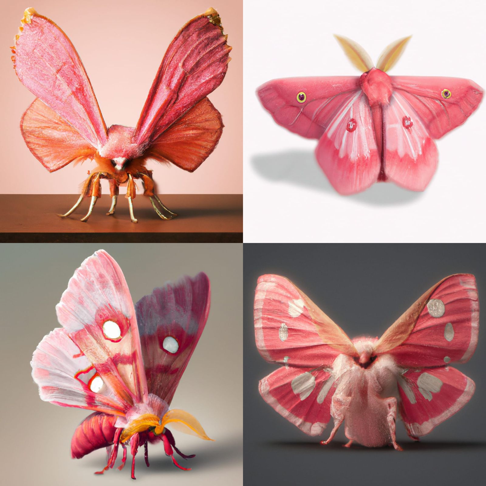 Hyperrealistic Rosy Maple Moth Digital Art