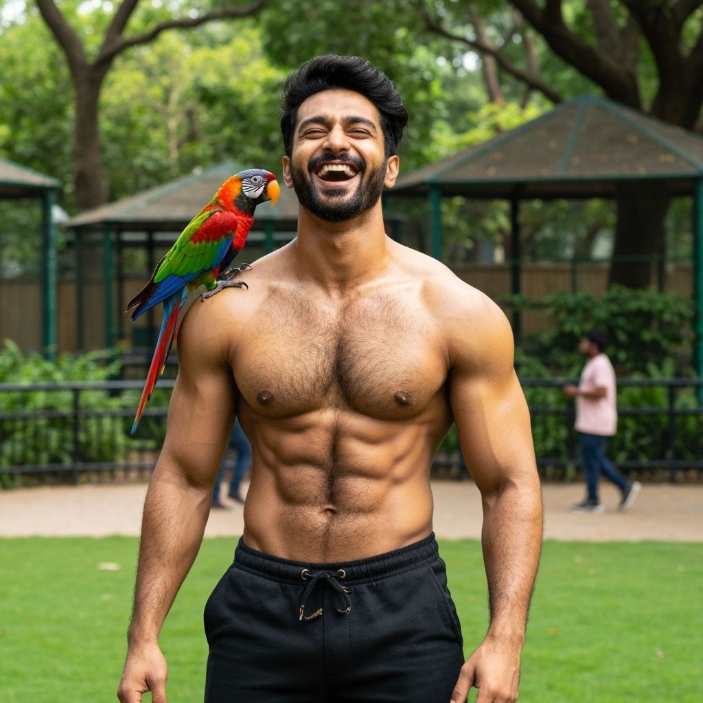 Man and Parrot Joyful Zoo Encounter