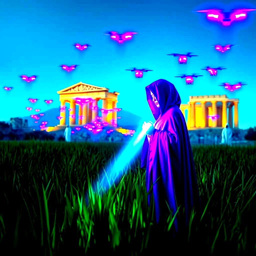 Ethereal Goddess in Neon Dreamscape