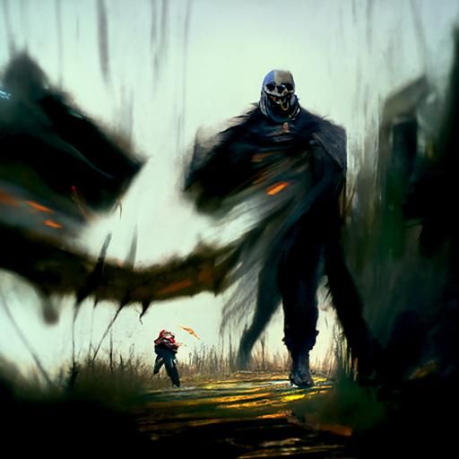 Sinister Figure Running: Greg Rutkowski Style