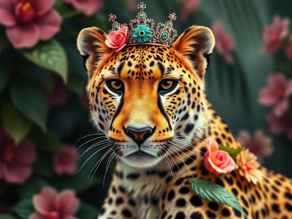 Surreal Princess in a Vibrant Miami Garden