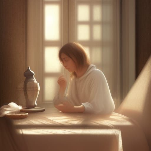 Woman with Cat Face Drawing, 3D Cartoon Style