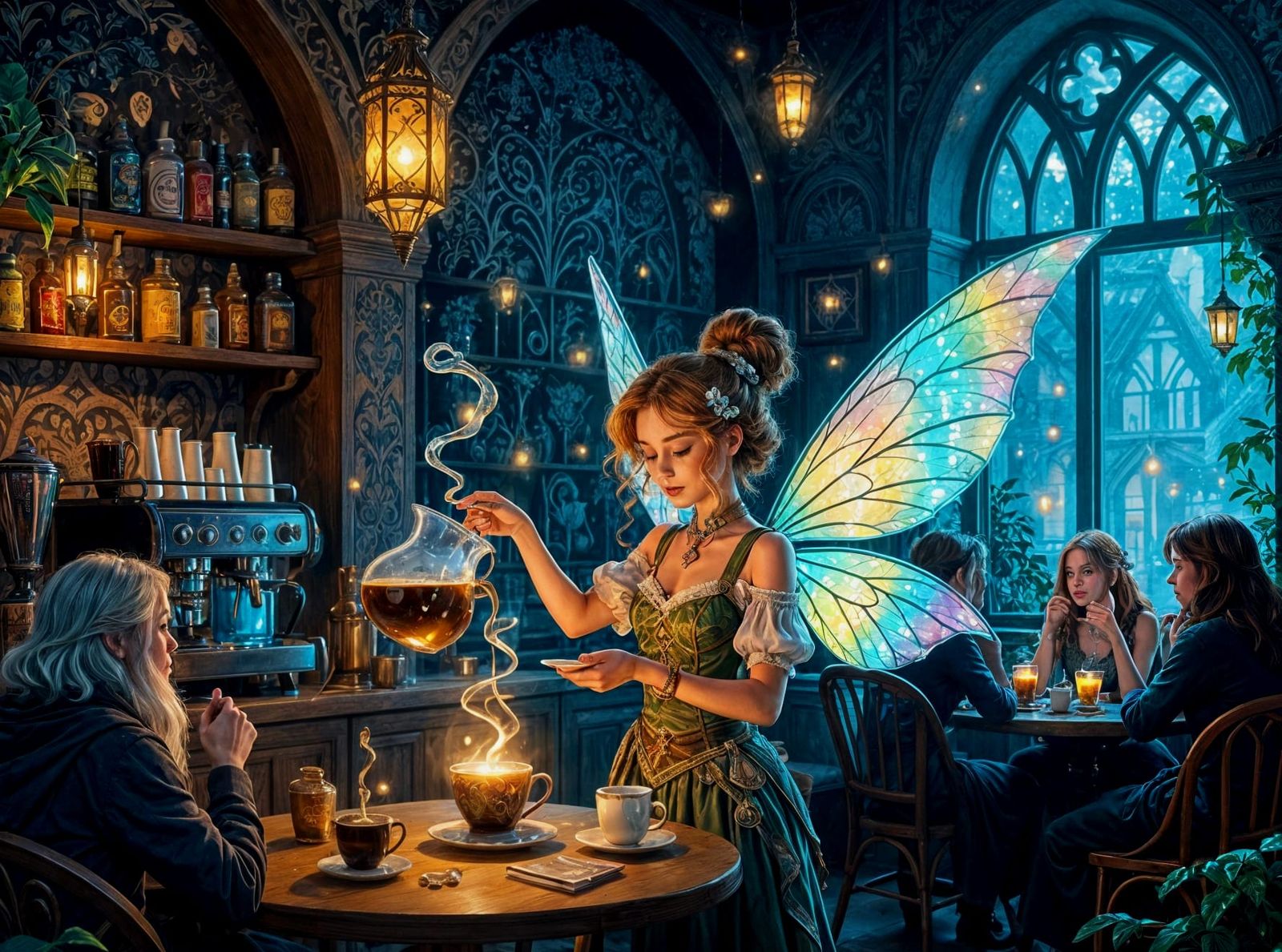 Enchanted Cafe with Mystical Sprite Barista