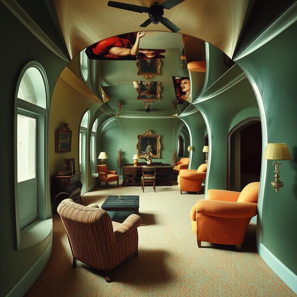 Surreal Distorted Room in Pop Surrealism Style