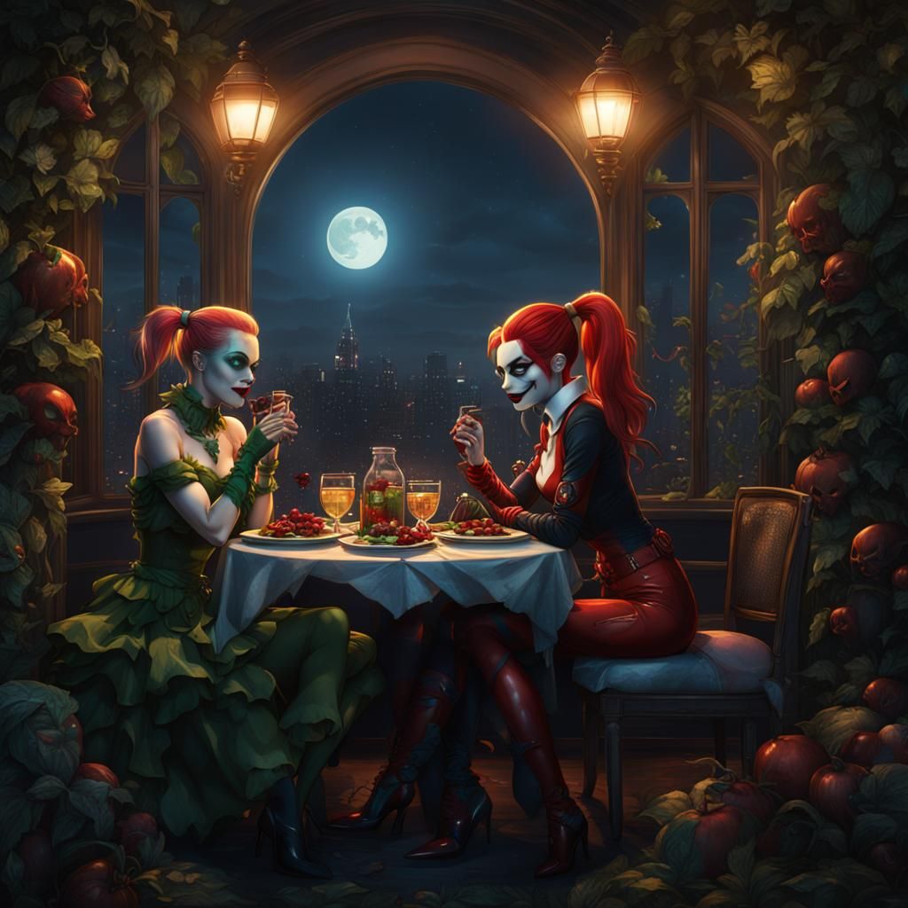 Harley Quinn and Poison Ivy Romantic Dinner