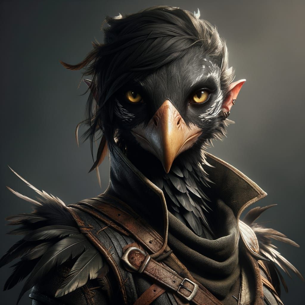 Mysterious Kenku Pirate in Sleek Black Feathers