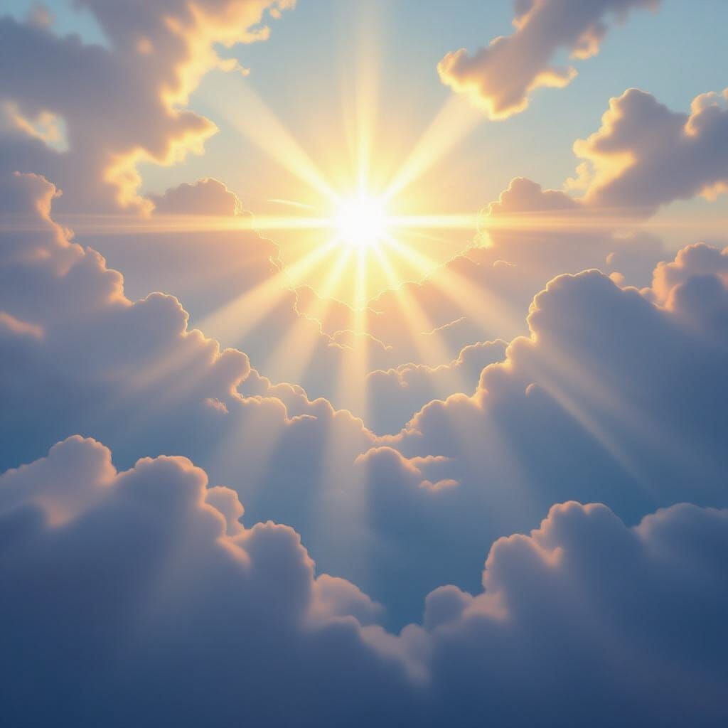 Ethereal Nature Scene with Heavenly Sunshine Beams