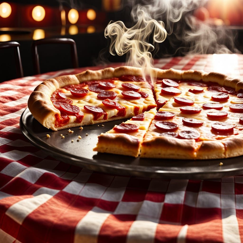 Classic Pepperoni Pizza in Golden Hour Lighting