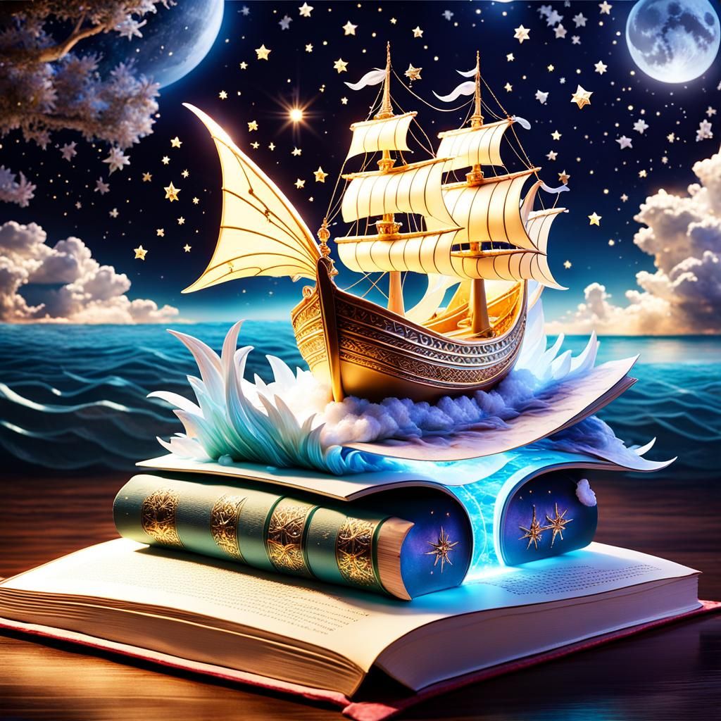 Magical Fairy Boat Pop-up Book Art