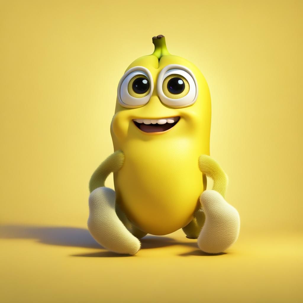Cute Baby Banana in Nappy: Pixar-Style 3D Art