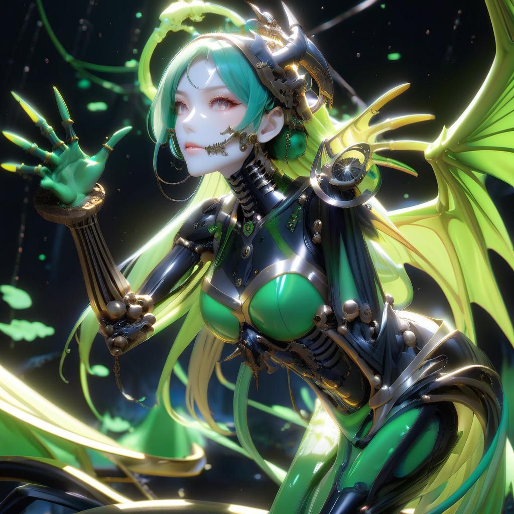 Dragon Girl Chimera with Slime Body, 3D Anime Art