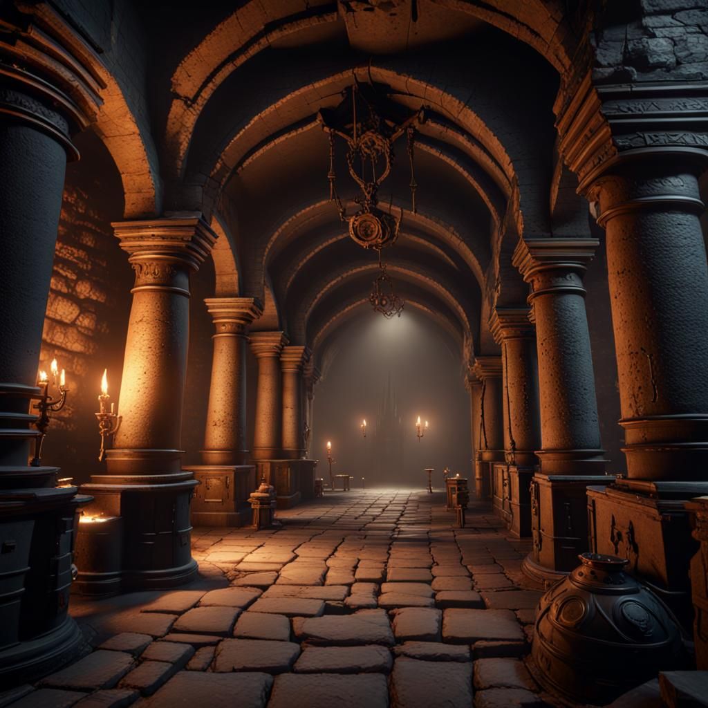 Dramatic 3D Dungeon Render in Cinematic Style