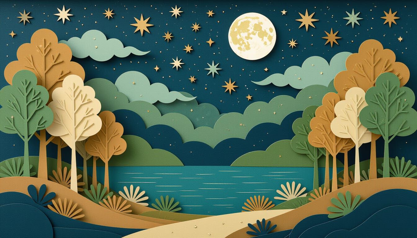 Moonlit Night Sky in 5D Paper Diorama