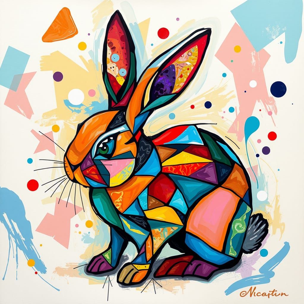 Ethereal Surrealist Rabbit in Iridescent Hues