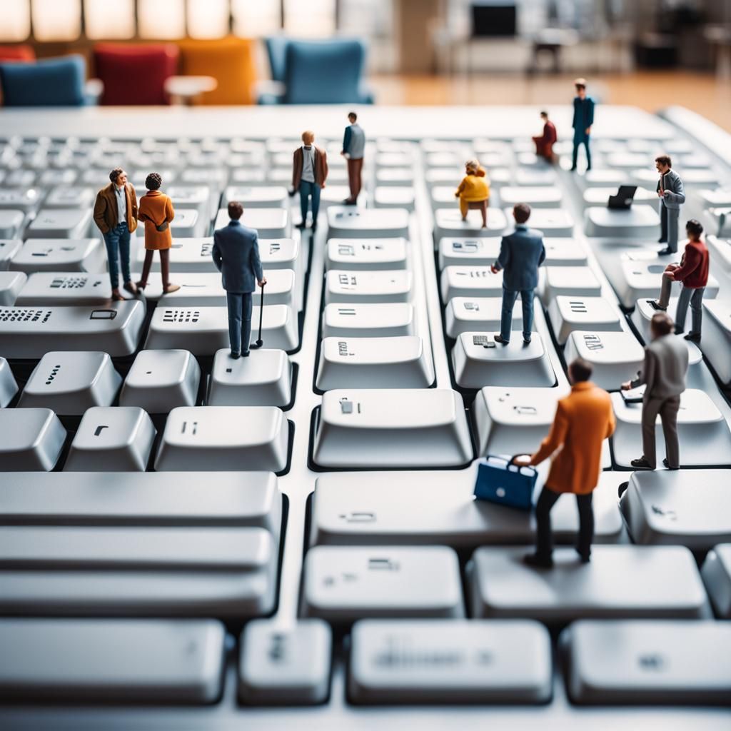 Miniature People on Gigantic Keyboard: Hyper-Realistic Digit...