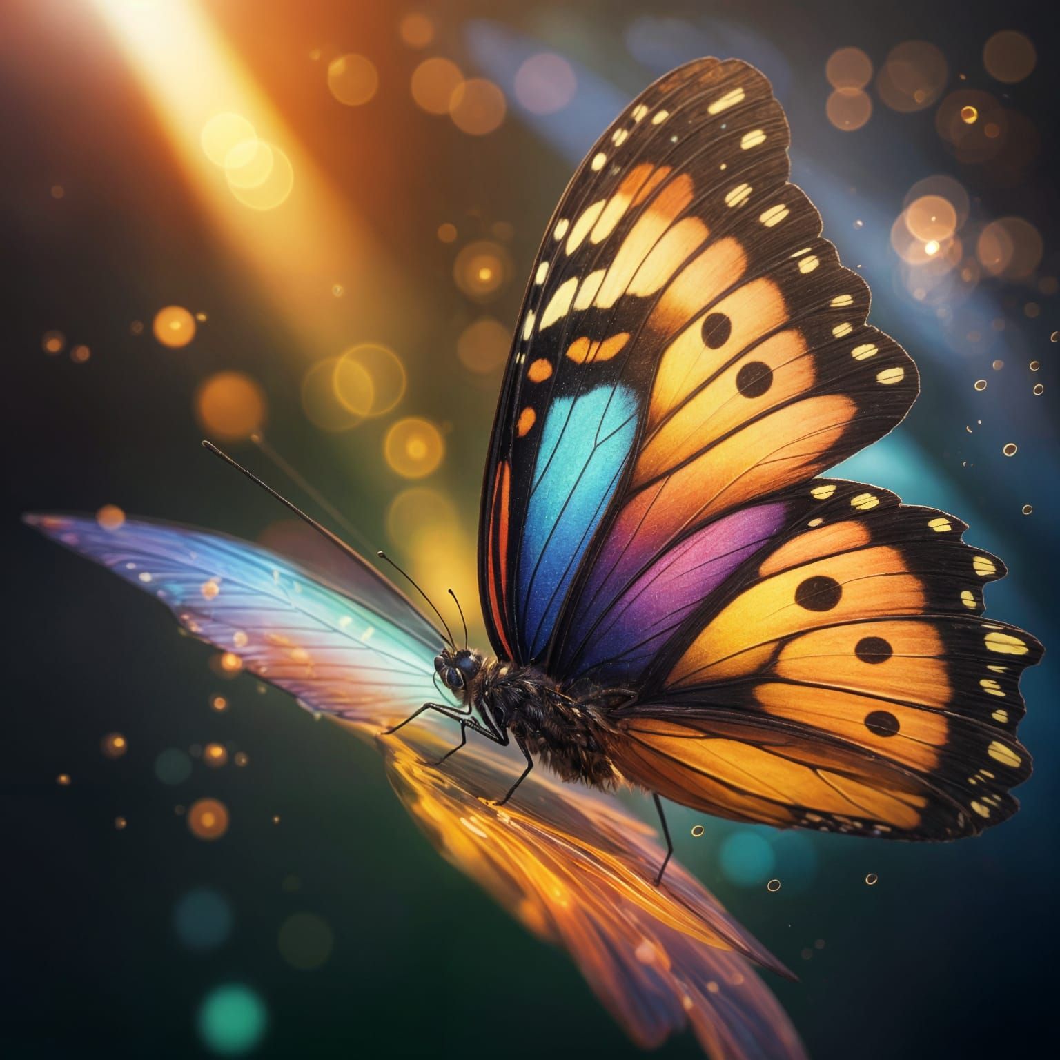 Butterfly with Glowing Wings in Splash Art Style