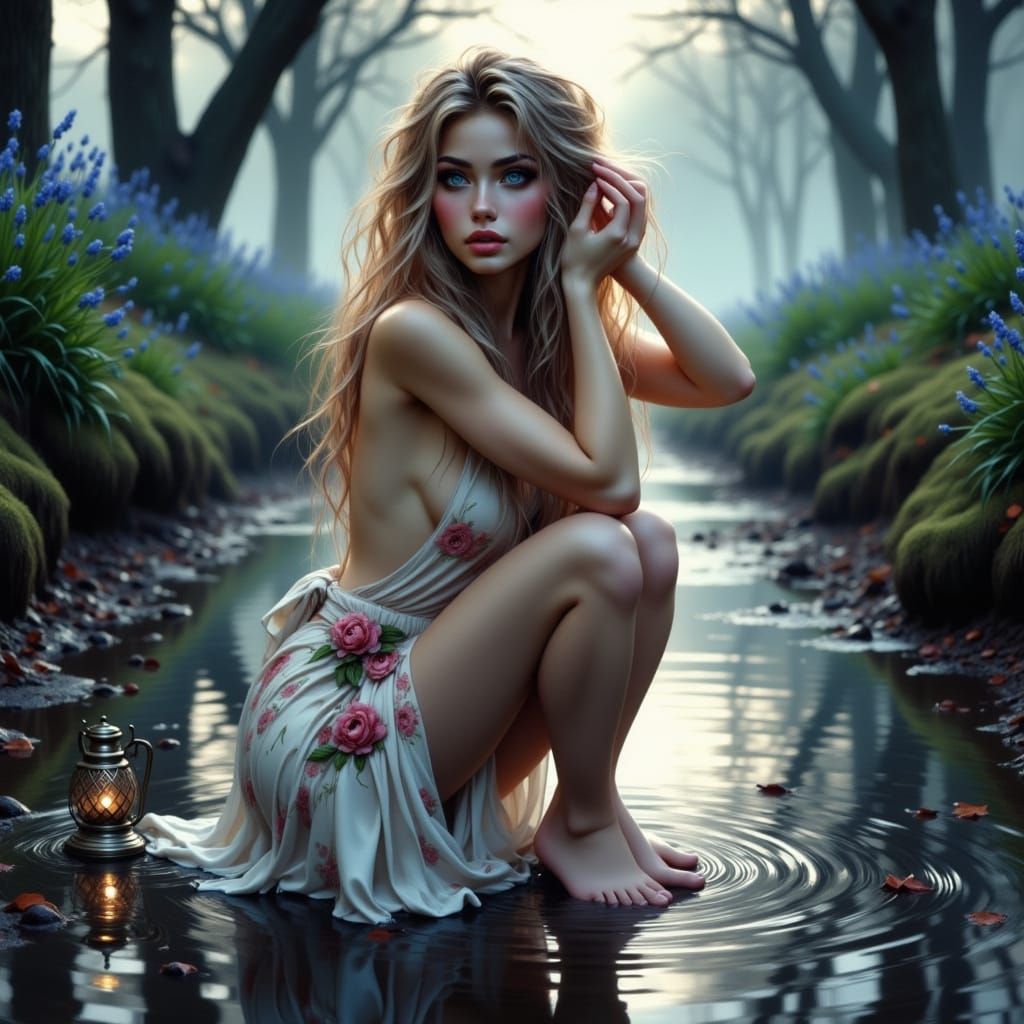 Ethereal Beauty in a Dewy Landscape