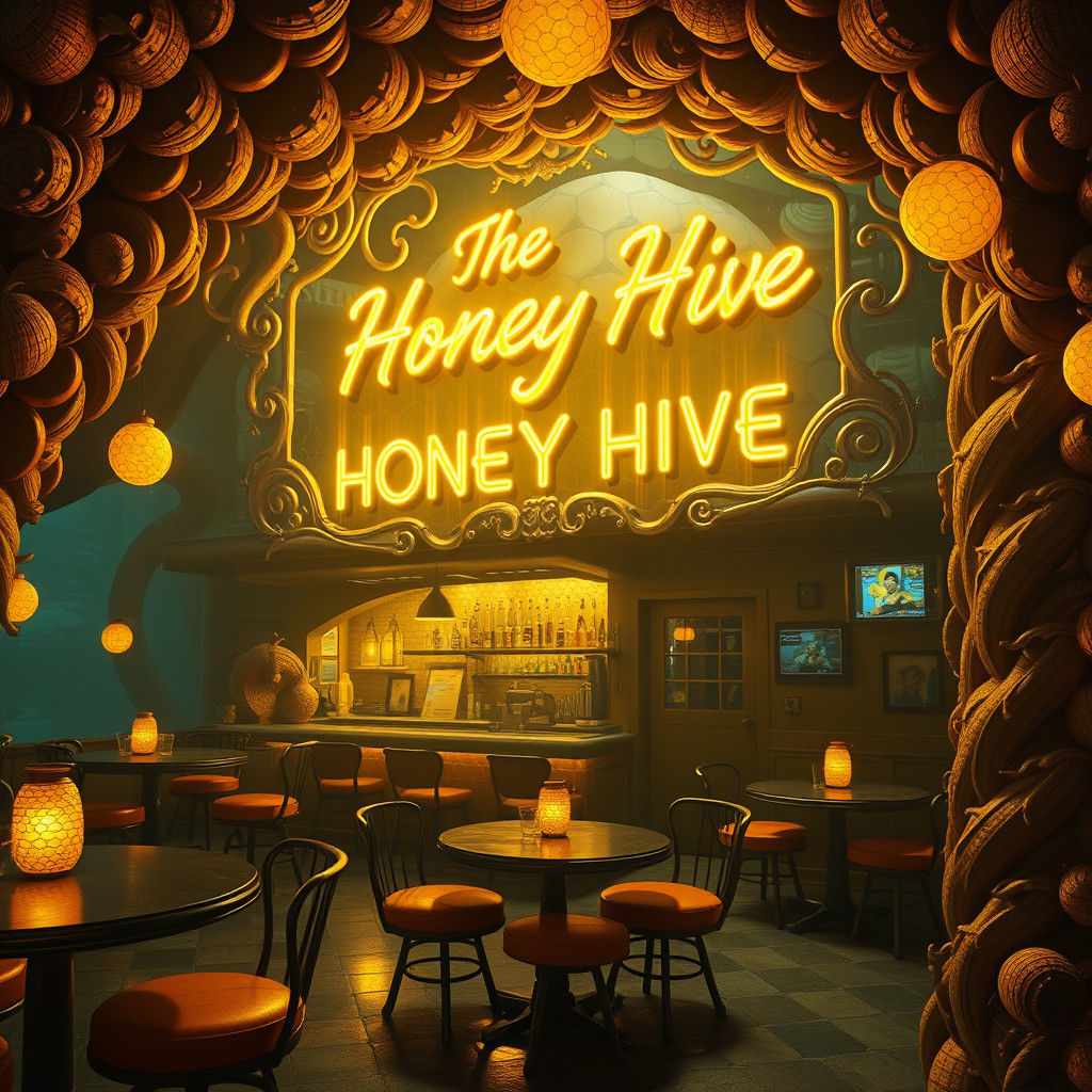 Honey Bee Dive Bar: 1950s Fantasy Matte Painting