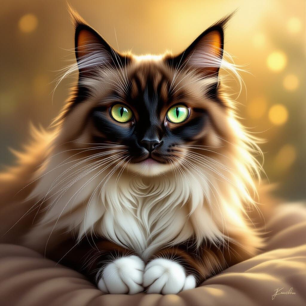 Elegant Brown Siamese Cat with White Paw