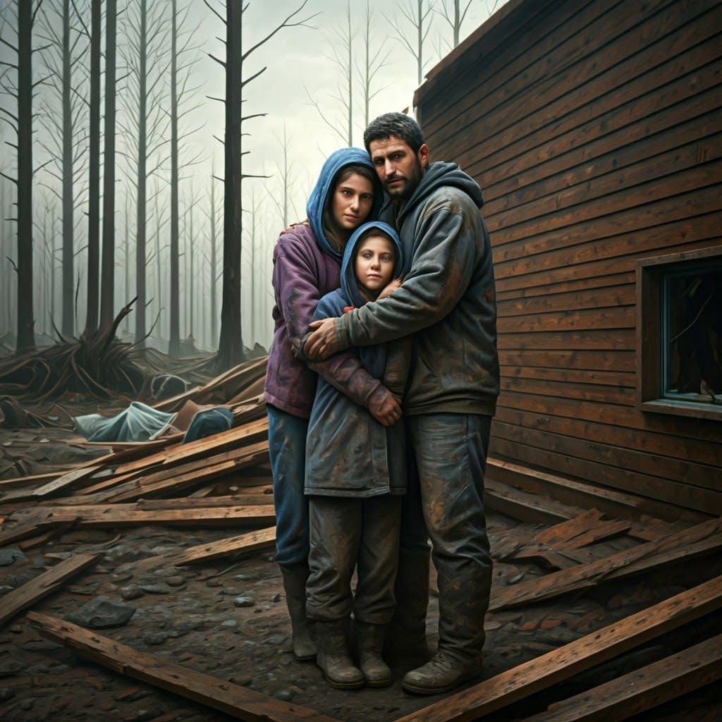 Family's Resilience in a Devastated Landscape