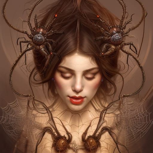 Intricate Spider Queen Portrait in Hyperdetailed Style