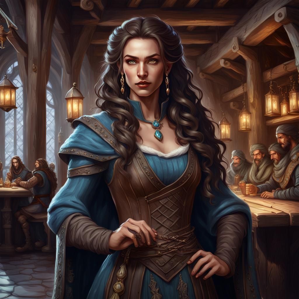 D&D Sorceress in Tavern: Fantasy Concept Art
