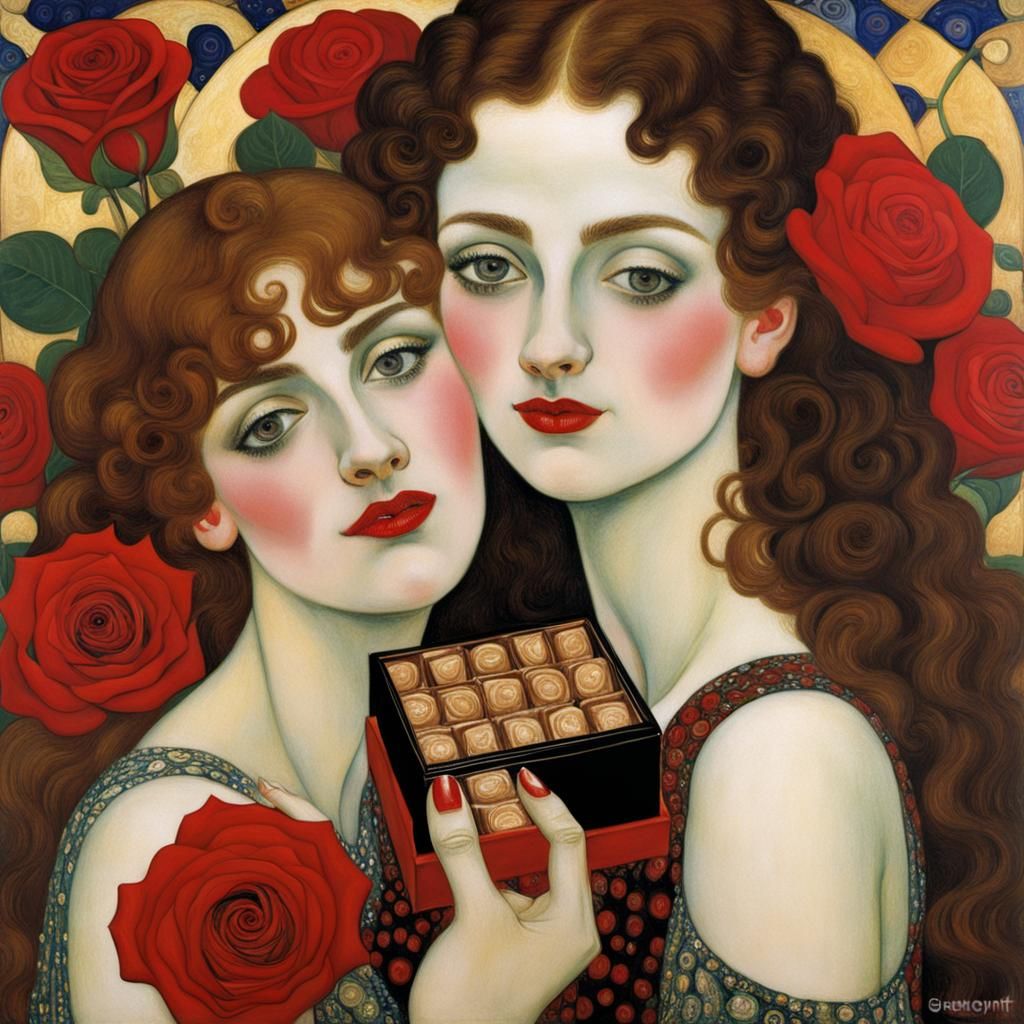 Romantic Proposal in Klimt Style with Roses