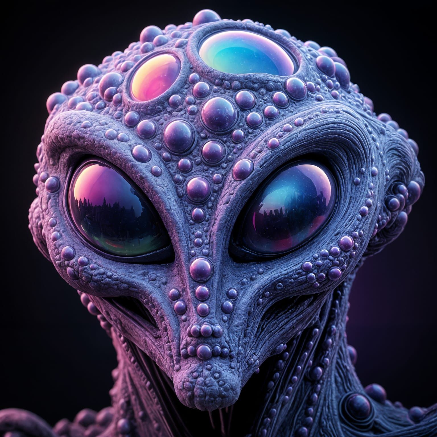 Gradient Alien Portrait in Litmus Purple and Blue