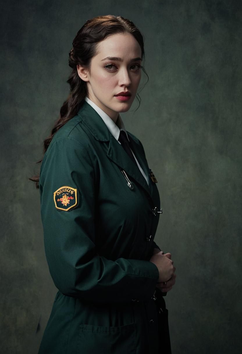 Woman in Military Uniform Portrait, Cinematic Realism