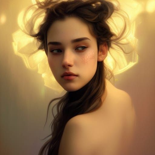 Heavenly Portrait in Hyperdetailed Art Nouveau Style