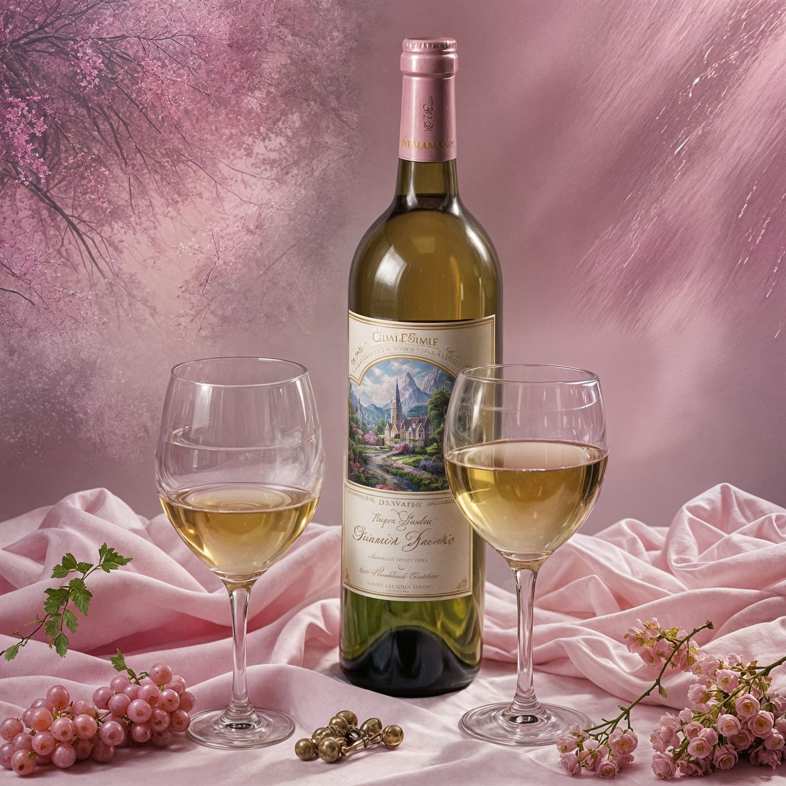 Wine Bottle Close-up in Ethereal Style