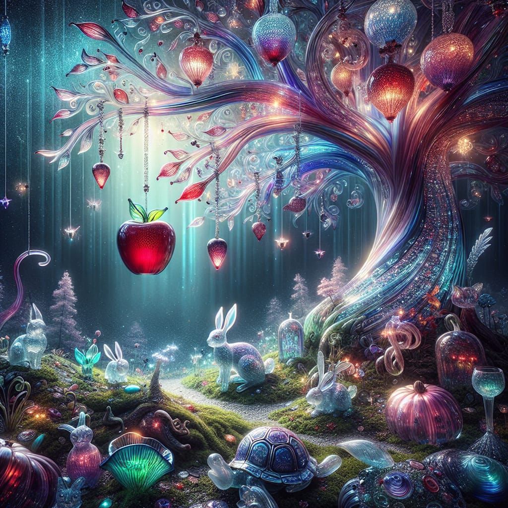 Enchanting Glass Dream Tree in Ethereal Forest