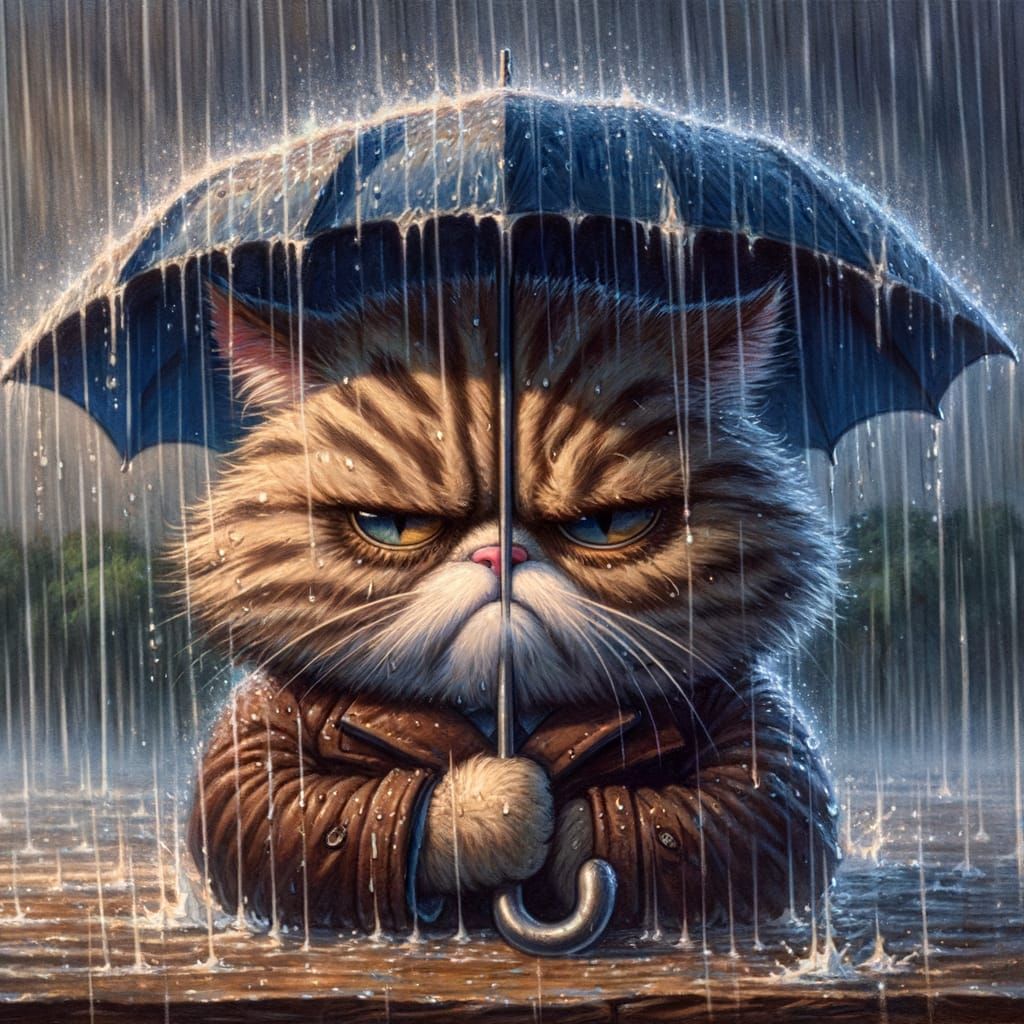 Feline Discontent in Torrential Rain