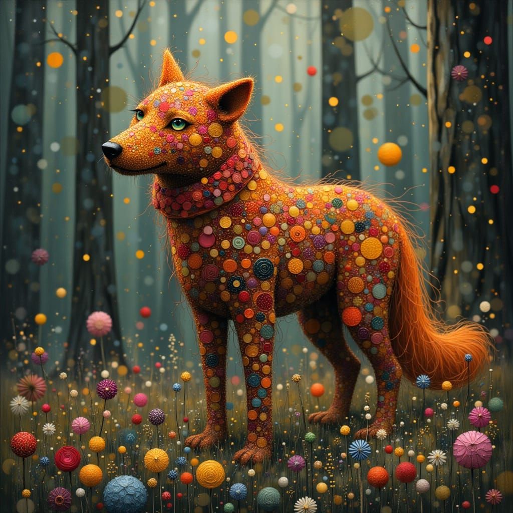 Wolf Made from Yarn in Fantastical, Intricate Detail