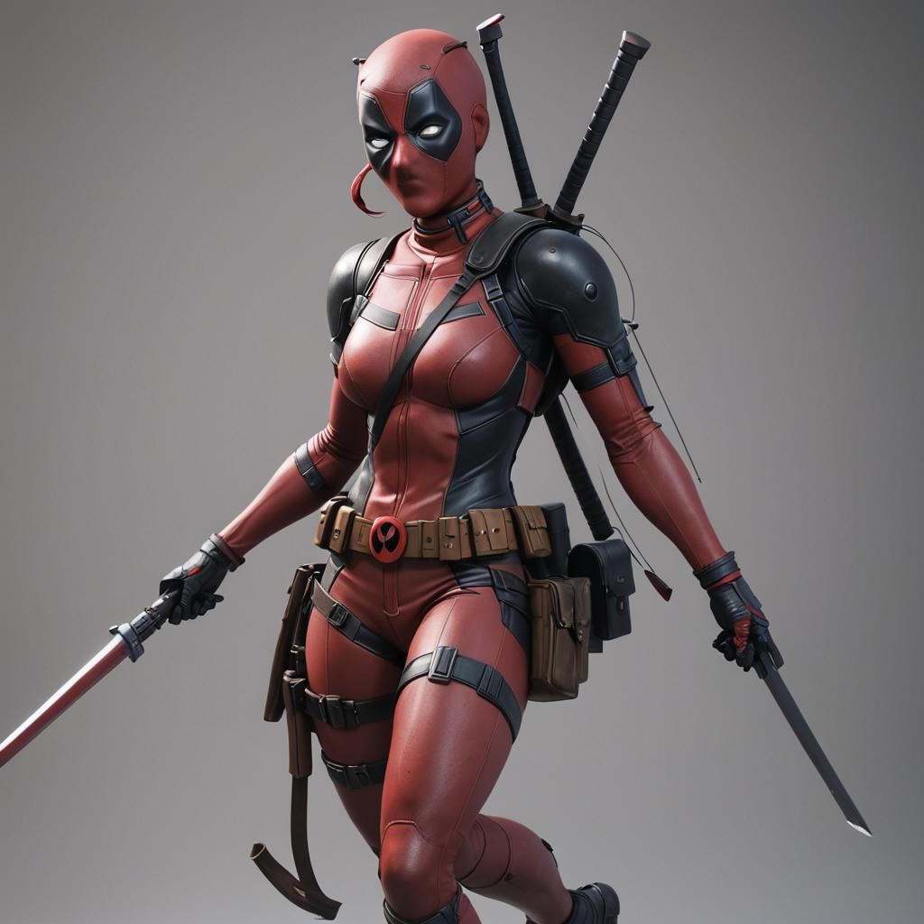Female Deadpool in 3D Anime Art Style