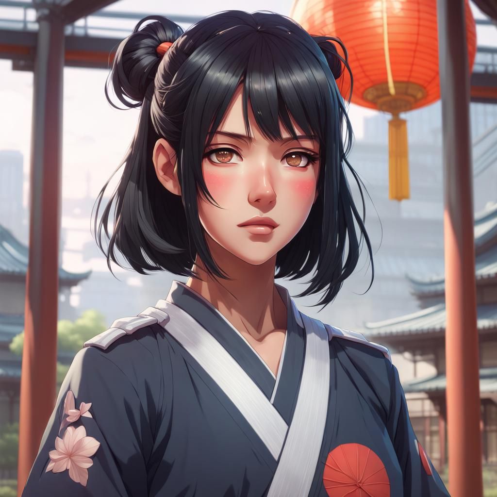 Anime Girl Portrait in Japanese Gym Uniform