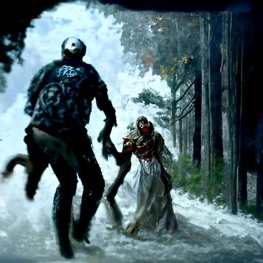 Jason Vorhees Horror Chase in Woods: Realistic