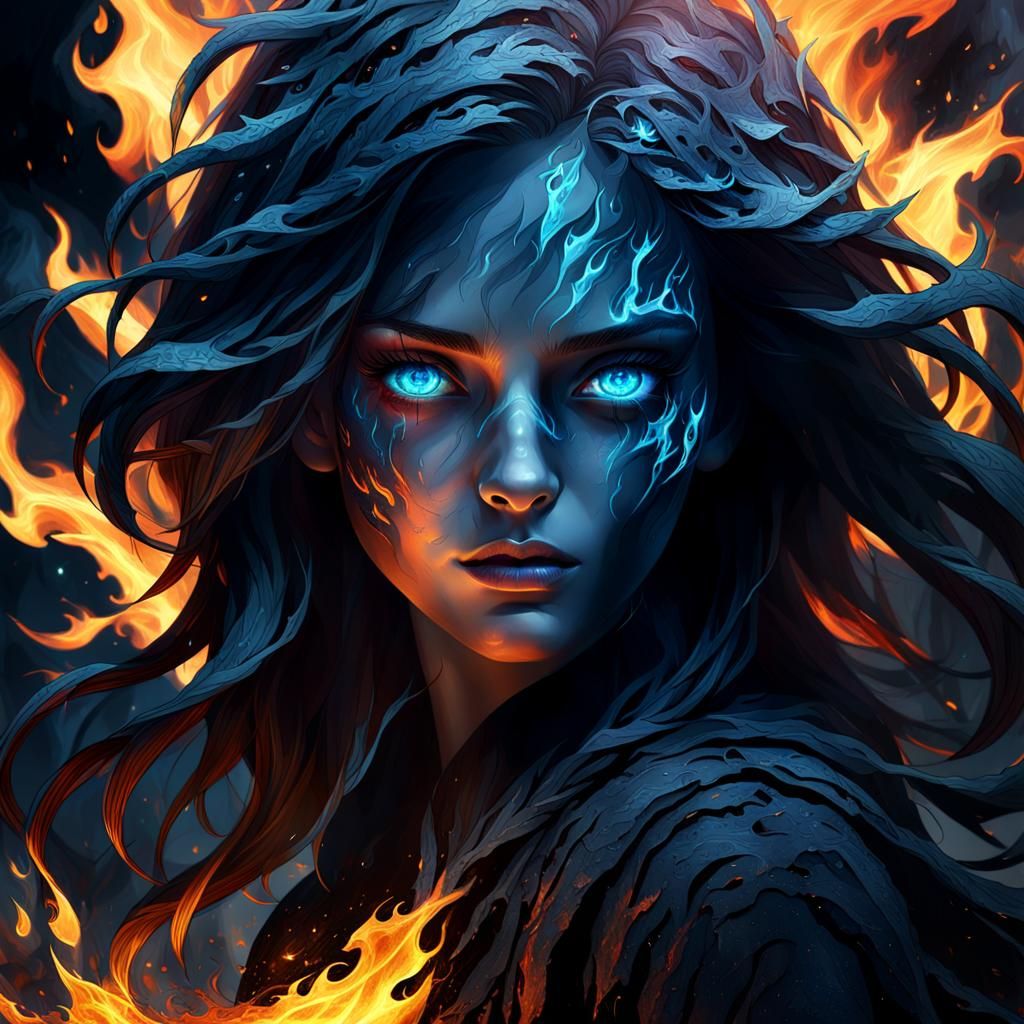 Mystical Fire Elemental Digital Art Masterpiece