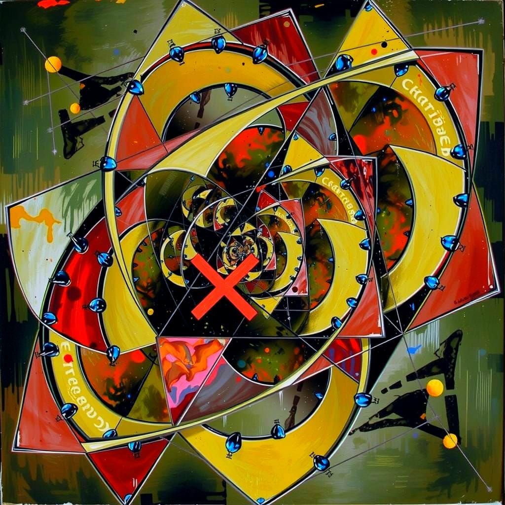 Psychedelic Abstract Dodecahedron in Deep Triadic Colors