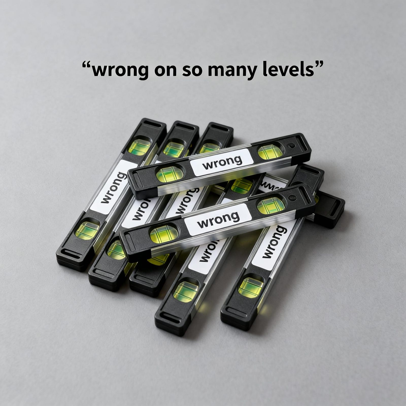 Spirit Levels Labeled "Wrong" Expressing Humor