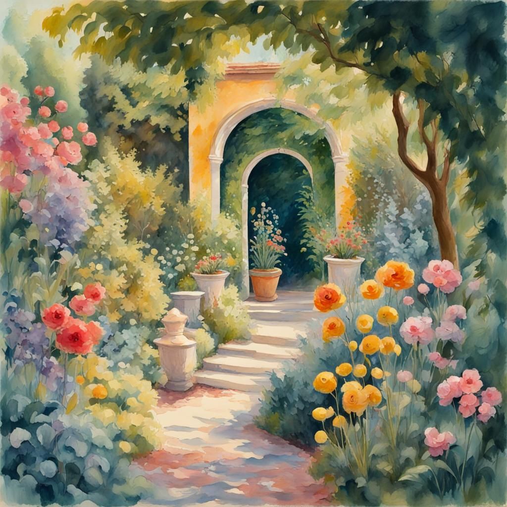 Gouache Style Secret Garden Masterpiece