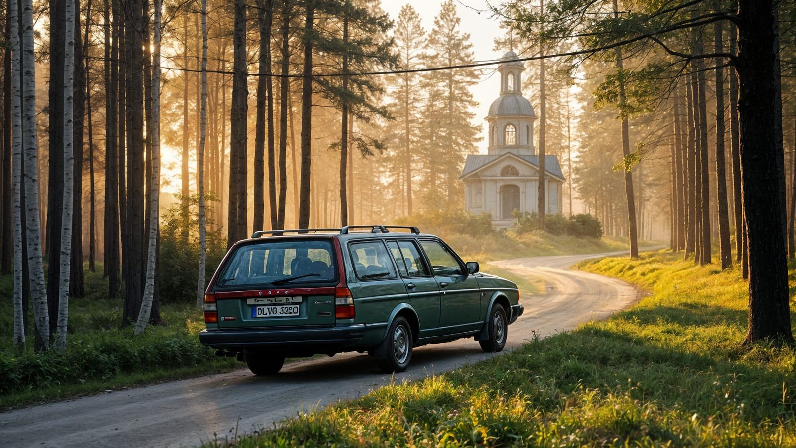 Volvo 850 on Forest Road in Russia